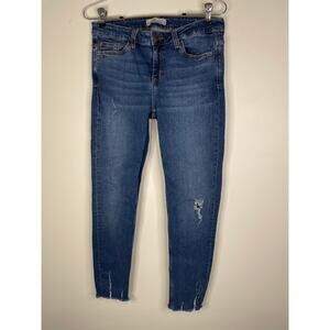 Zara Basic Z1975 Mid-Rise Raw Hem Denim Skinny Jeans Women's Size 6